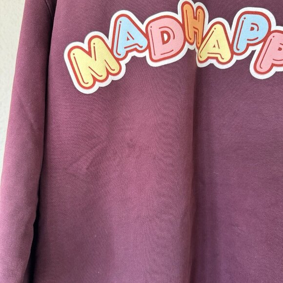 Madhappy Sweatshirt Womens Small Purple Crewneck Bubble Letters Snapchat - Picture 5 of 11